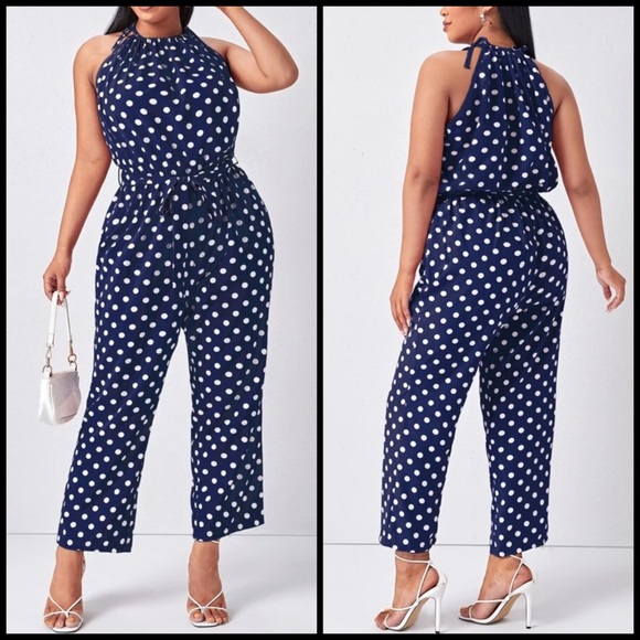 Pants - Navy Polka Dot Jumpsuit